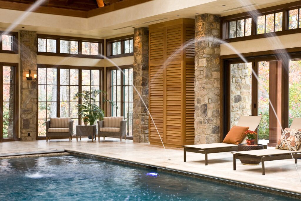 Potomac MD Indoor Pool Addition Renovation Fountain | Pools
