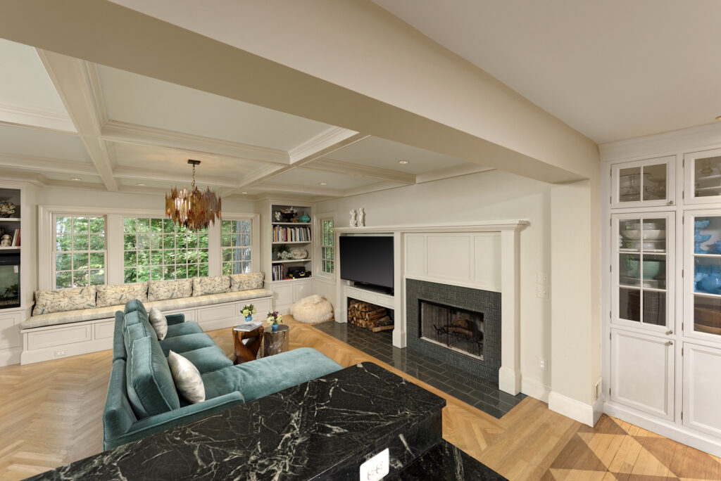 Washington DC Family Room Beamed Ceiling | Fireplaces