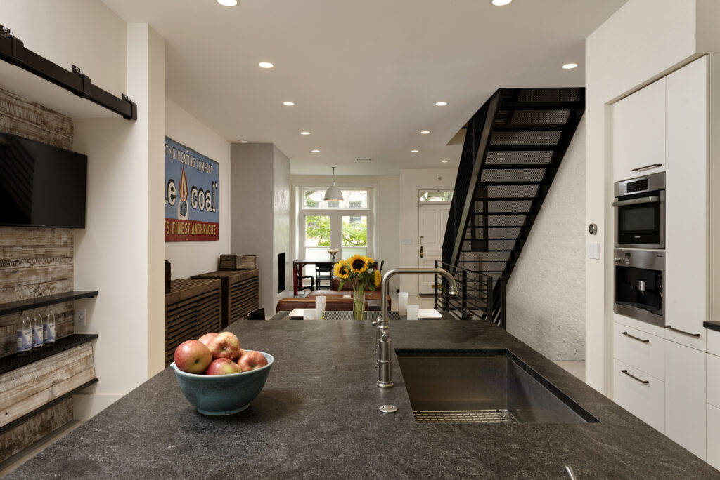 BOWA design build row home renovation in Washington, DC industrial kitchen | Contemporary / Modern