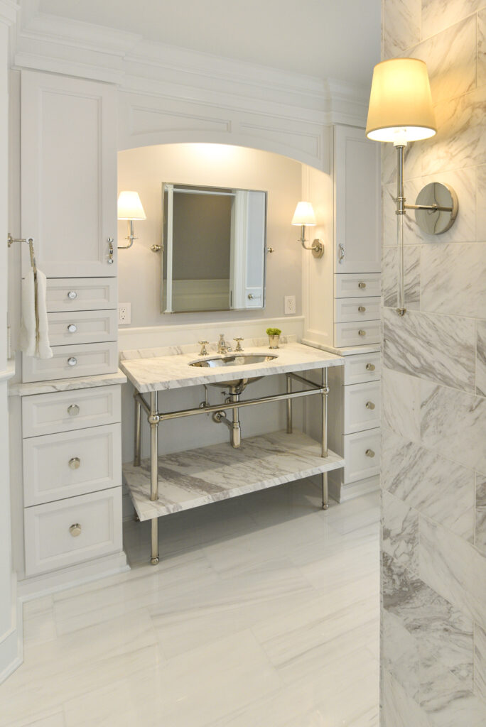 Modern Marble Bathroom - High End Master Bathroom Renovation  | Primary Baths & Bathrooms